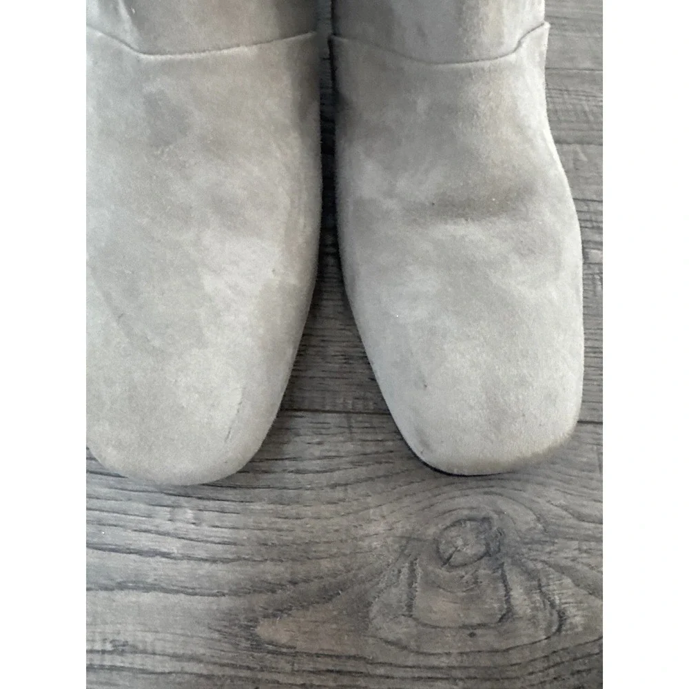 Kenneth Cole New York Womens Taupe Suede Square Toe Block Heel Ankle Boots 8M